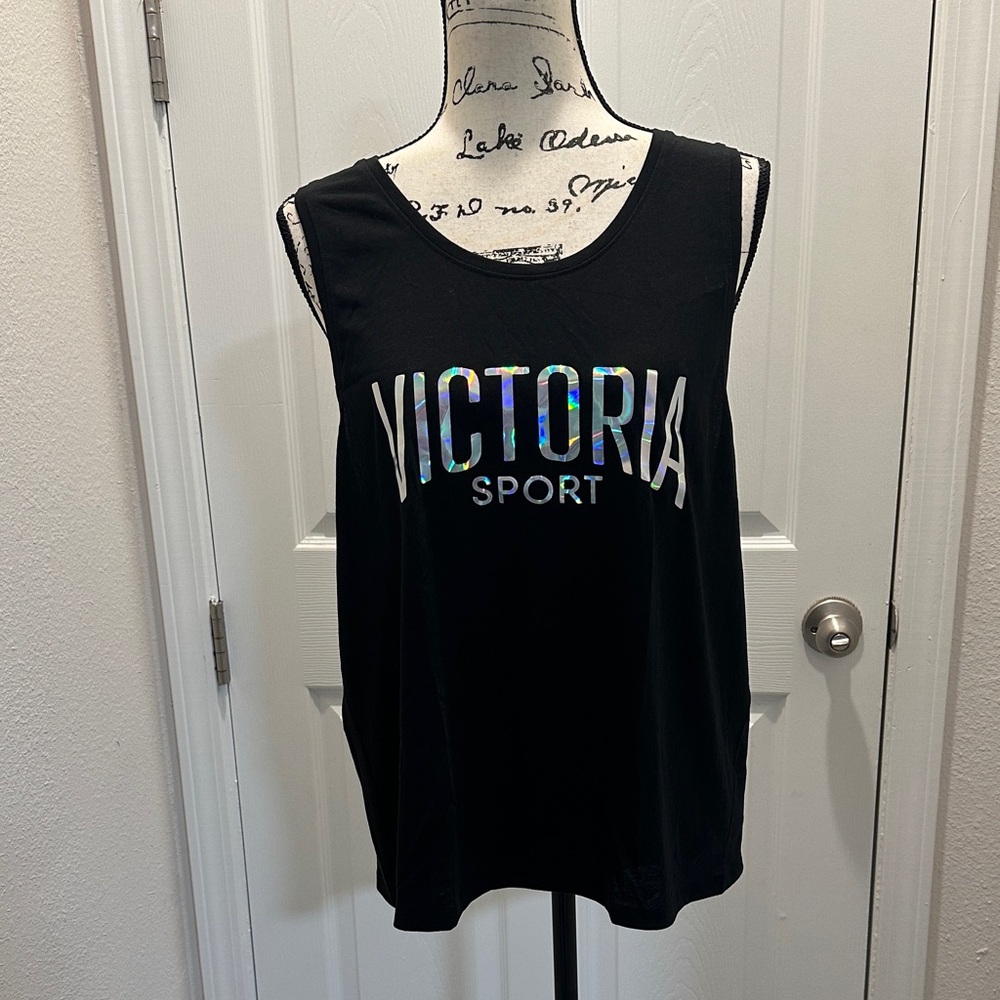 Victoria’s Secret Black Holographic Logo Tank Top